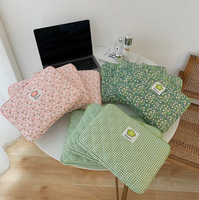 Sac de maquillage personnalisé matelassé pour ordinateur portable, pochette en coton à carreaux, sac de protection pour ordinateur portable, Mini fleur, sac à manches pour ordinateur portable