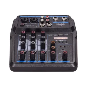 Grosir n audio mini mixer-Konsol Pencampur Suara U4 BT, Monitor Daya Phantom 48V, Jalur AUX Efek Plus, Mixer Audio 4 Saluran dengan USB
