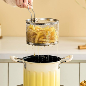 Olla para freidora con cesta para freír, calentador <span class=keywords><strong>de</strong></span> leche, cesta práctica para colador <span class=keywords><strong>de</strong></span> aceite para patatas fritas, anillos <span class=keywords><strong>de</strong></span> <span class=keywords><strong>cebolla</strong></span>, <span class=keywords><strong>restaurante</strong></span>, hogar - Product Image 6