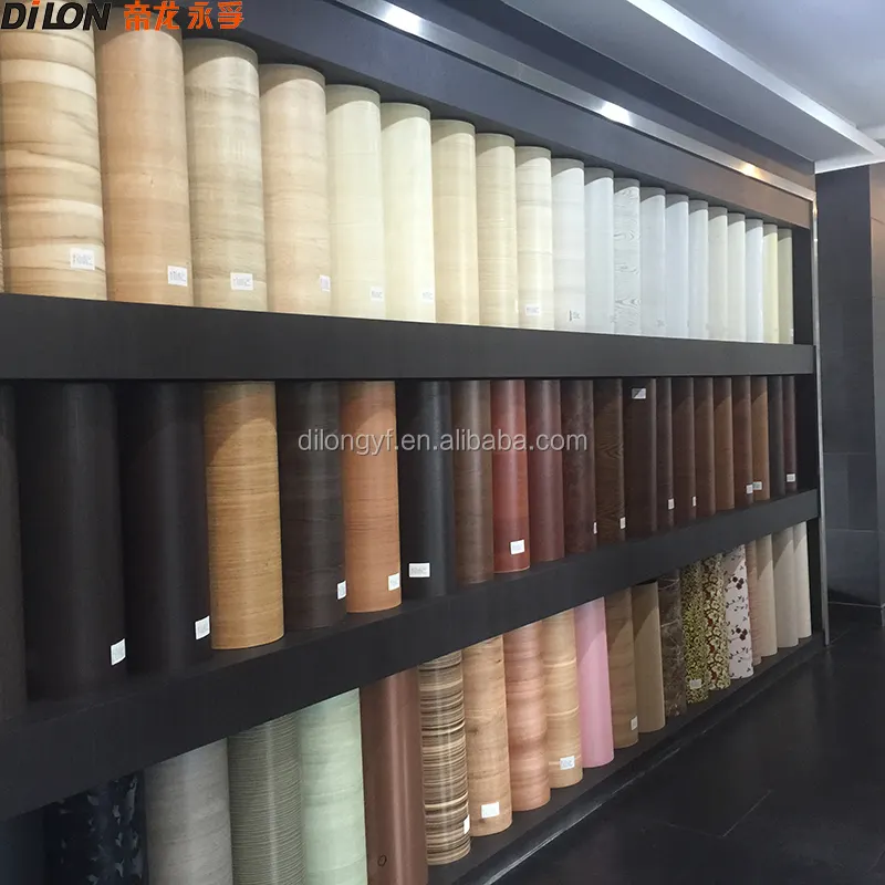 Película de laminación de pvc de grano de madera para muebles, lámina decorativa