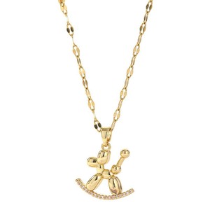 Collar con Colgante de Perro Globo, Divertido y Elegante, Regalo <span class=keywords><strong>para</strong></span> Amantes de los Animales, Collar de Acero Inoxidable Chapado en Oro de 18K - Product Image 5