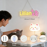 Letrero LED de Neón Personalizado con Cara de Gato Neonawall, Luz con Nombre Personalizado para Regalo de Boda, Cumpleaños o Fiesta