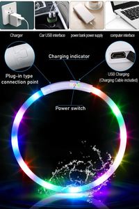 New Design Glowing LED USB Rechargeable Plastic Ribbons <b>Dog</b> Collar Multicolor Flashing Lights High Durable - Product Image 3