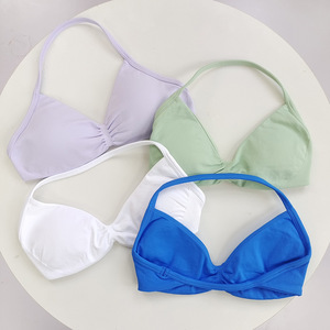 Reggiseno sportivo da donna ad alto sostegno con lacci, canotta a spalline sottili, senza cuciture, aderente <span class=keywords><strong>per</strong></span> allenamento push-up, yoga e palestra - Product Image 4