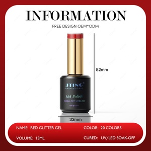 JTING Nouvelle Collection de Vernis Gel Scintillant Rouge 20 Couleurs 15ml Vernis à Ongles Gel Rouge Sans TPO Sans HEMA OEM ODM Gel Pailleté - Product Image 2
