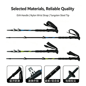 <b>Folding</b> Aluminum Alloy Carbon Fiber Trekking Pole 3-Section Adjustable Quick Lock Hiking <b>Stick</b> Tungsten Portable Aluminum Alloy - Product Image 6