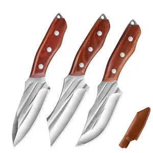 Multi purpose outdoor survival knife forged hunting camping bone knives meat high carbon steel bush craft knife sheath leather