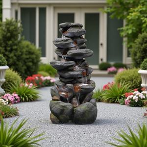 Rotstuin Hars Binnen/Buiten Water Vliesgevel Ornament Kunstmatige Herfst Waterval Fontein Decoratie Voor Tuin Of Tuin Gazon - Product Image 3