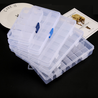 Boîte de rangement à compartiments pour bobines, étanche, portable, en plastique transparent, pour matériel de pêche, vernis à ongles et rouges à lèvres