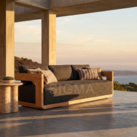 Mesa de Madera de Teca Resistente para Jardín, Muebles de Sofá para Exteriores, Diseño Oriental Clásico