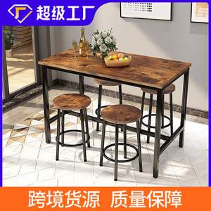 Industrial style <b>bar</b> <b>table</b> set, restaurant <b>tables</b> and chairs, commercial wholesale, milk tea shop <b>tables</b> and chairs, coffee <b>bar</b> - Product Image 5