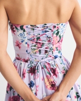 Robe midi décontractée en satin imprimé numérique uni avec broderie LEDUO pour femmes