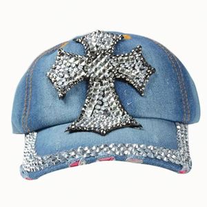 Casquettes de baseball en denim personnalisées, nouvelle mode, bling bling, avec strass, vente en gros - Product Image 2