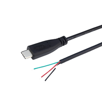 Câble Pigtail USB Type-C Mâle-Femelle Personnalisable, 2/4 Fils, Fil Désnudé, Gaine PVC, Blindage Tressé, Extrémité Ouverte, Pour Ordinateur