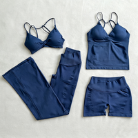 Ensemble de sport sans couture pour femme : haut et pantalon évasé effet scrunch pour fitness et yoga