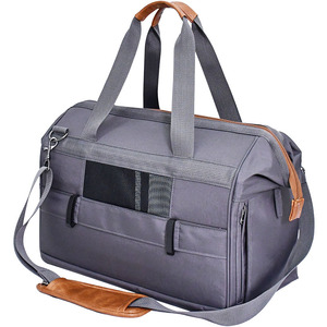 Luxe 2-<span class=keywords><strong>en</strong></span>-1 Pliable Pet Carrier Respirant T400 Tissu <span class=keywords><strong>avec</strong></span> Fermeture à Glissière Solide Motif Petits Chiots Moyens et Chat Sac - Product Image 4