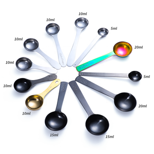 Cucharas de condimentos de acero inoxidable 430 personalizadas, cuchara medidora de Metal, color negro, ISO, 10ML - Product Image 3