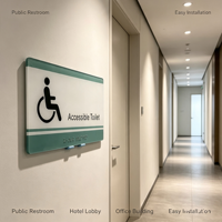 Plaque de porte tactile en acrylique modèle 005 avec symbole de fauteuil roulant et signalisation tactile pour toilettes accessibles, taille personnalisable pour lieux publics - Xiaoyao