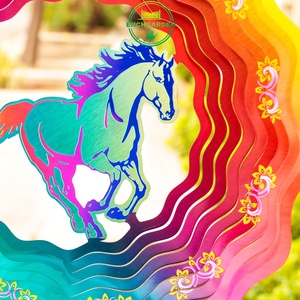 Venta al por mayor de molinillos de viento 3D de mandala de lujo con forma personalizada, con rodamientos de bolas, coloridos adornos de jardín y decoración fina de caballo - Product Image 4