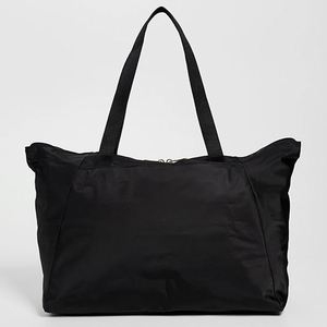 Sacs fourre-tout en nylon noir pour l'été et l'automne, personnalisables avec logo DIY, sacs de voyage imperméables réutilisables, sacs à bandoulière pour le shopping, fermeture éclair durable, pour femmes - Product Image 1