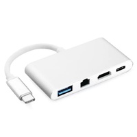 Alüminyum Tip C Hub USB C - 4K HDTV RJ45 Lan Ethernet USB 3.0 Port Adaptörü 4'ü 1 Arada USB C Hub