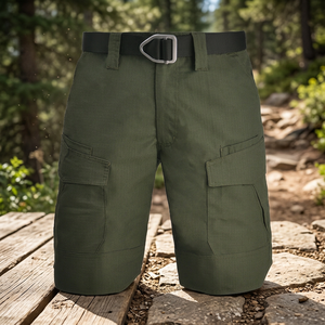 Shorts cargo décontractés pour hommes, imperméables, en tissu Ripstop, multi-poches, imprimé numérique uni, polyester et coton, avec fermeture éclair, taille mi-haute - Product Image 3