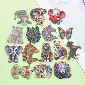 Colgantes de animales de acrílico coloridos, con estampado de dibujos animados de doble cara, accesorios de joyería DIY, dijes temáticos para proyectos creativos, unisex - Product Image 4