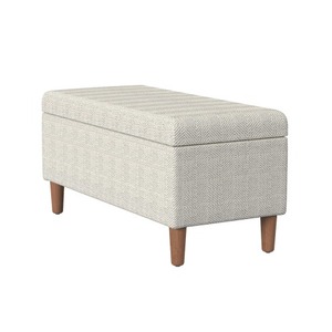 Accent Storage Bench Modern Adjustable Cream Chevron Woven Fabric 36 Inch Bedroom & Living Room - Product Image 4