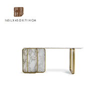 Meubles d'hôtel de luxe, table basse ronde en marbre, table basse centrale en acier inoxydable doré