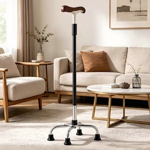 Bastón de cuatro patas Jipetal de aleación de aluminio con altura ajustable para ancianos, ayuda para la movilidad. - Product Image 1