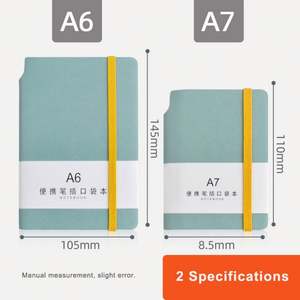 Colorful Cover Small Lined Journal <b>Note</b> <b>Book</b> A7 PU Leather Portable Pocket Students Notebook with Pen Holder - Product Image 3