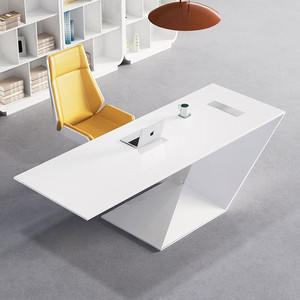 Bureau moderne simple en bois blanc et noir avec tiroirs, peinture au four de forme spéciale, usage commercial, Villa <span class=keywords><strong>LINO</strong></span> - Product Image 3