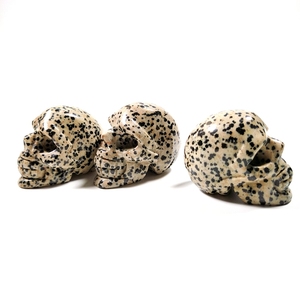 <span class=keywords><strong>Perles</strong></span> de cristal en forme de crânes d'aliens en jaspe Dalmation, prix usine HZ, vente en gros - Product Image 1