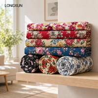 Tissu en sergé de coton imprimé floral rose, largeur 160 cm, textile tissé peigné pour literie, rideaux, nappes