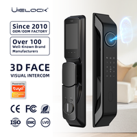 Serrure de porte avec caméra de reconnaissance faciale 3D Q62, reconnaissance de la veine palmaire, empreinte digitale, application Tuya WiFi, contrôle à distance, écran 4,5 pouces, interphone vidéo, cloud