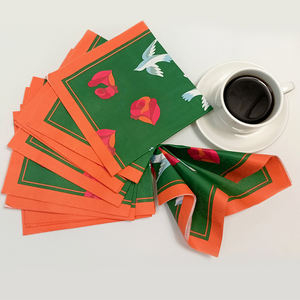 Conception et impression personnalisées en usine de roses et <span class=keywords><strong>colombes</strong></span> de paix colorées 33*33cm 3 plis serviettes à déjeuner - Product Image 6