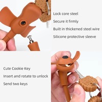 Antivol de vélo en silicone et acier motif animal mignon 64,5 cm avec 2 clés pour casque et sécurité cycliste enfant, accessoires de cyclisme pour enfants