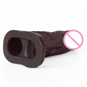 Wholesale Silicone Closed Head Realistic Hollow Penis Sleeve Cock Ring Penis Extender Enhance Girth Adult Toys for Men - Product Image 4