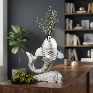 Vase à fleurs moderne en laiton plaqué argent fait à la main pour mariage - Product Image 3
