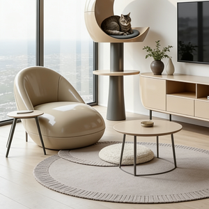 Fauteuil d'appoint moderne en cuir crème, style minimaliste, fauteuil de salon de luxe, canapé unique en forme d'œuf pour le mobilier de salon - Product Image 6