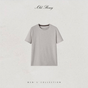 เสื้อยืดคอกลมทรงปกติสำหรับผู้ชาย Old.Money แขนสั้น สีพื้น ผ้าฝ้ายเจอร์ซีย์ถัก 100% สไตล์ลำลอง - Product Image 6