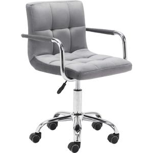 Silla de Oficina Moderna con Reposabrazos de Cuero Sintético, Respaldo Medio Ajustable, Silla Ejecutiva para Computadora de Hogar con Ruedas Giratorias de 360° - Product Image 1
