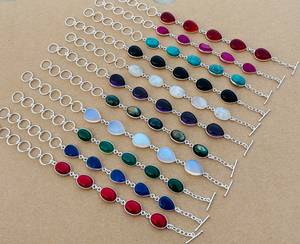 Pulsera para Mujer, Cristal Natural Multicolor, Hecha a Mano, con Cadena y Bisel, Joyería de Piedras Preciosas, Venta al Por Mayor - Product Image 2