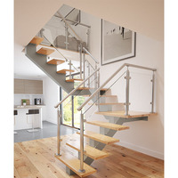 Escalier monodirectionnel populaire à poutre centrale avec garde-corps en verre et main courante murale