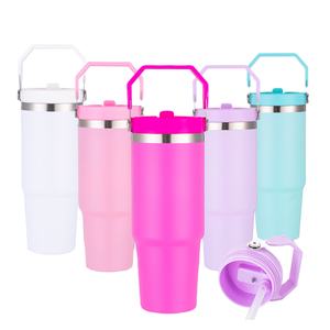 Gobelet isotherme en acier inoxydable de 30 oz avec poignée, impression de motifs 3D, double paroi, isolation sous vide, performance thermique de 6 à 12 heures - Product Image 1