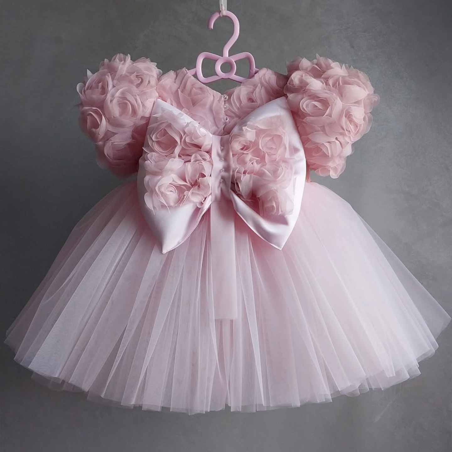 strapless open back dress Baby girl red dress Flower girl dress satin Baby girl princess dress P –  Colibri Fashion Studio