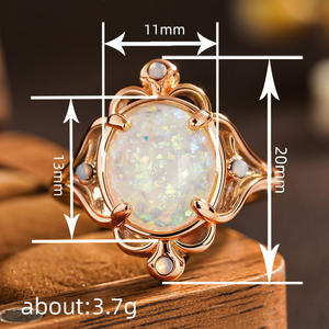 Anello in Opale A072 in Oro, Gioiello da Donna per Fidanzamento, Pietra Principale Taglio Ovale, Lavorazione Raffinata - Product Image 4