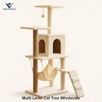 Arbre à chat multi-niveaux avec hamac et condo, griffoir en sisal, tour à chat en peluche pour chats d'intérieur