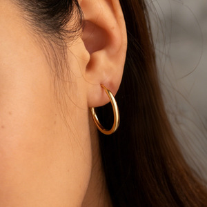 Pendientes de Aro Redondos Geométricos de Oro de 14k, Joyería de Moda para Fiestas - Product Image 1