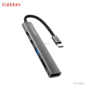 ฮับ USB-C รุ่นใหม่ Earldom 5-IN-1 พร้อมพอร์ต usb-c 2 พอร์ต พอร์ต usb3.0 1 พอร์ต รองรับการ์ด SD และการ์ด TF รุ่น HUB21 - Product Image 1